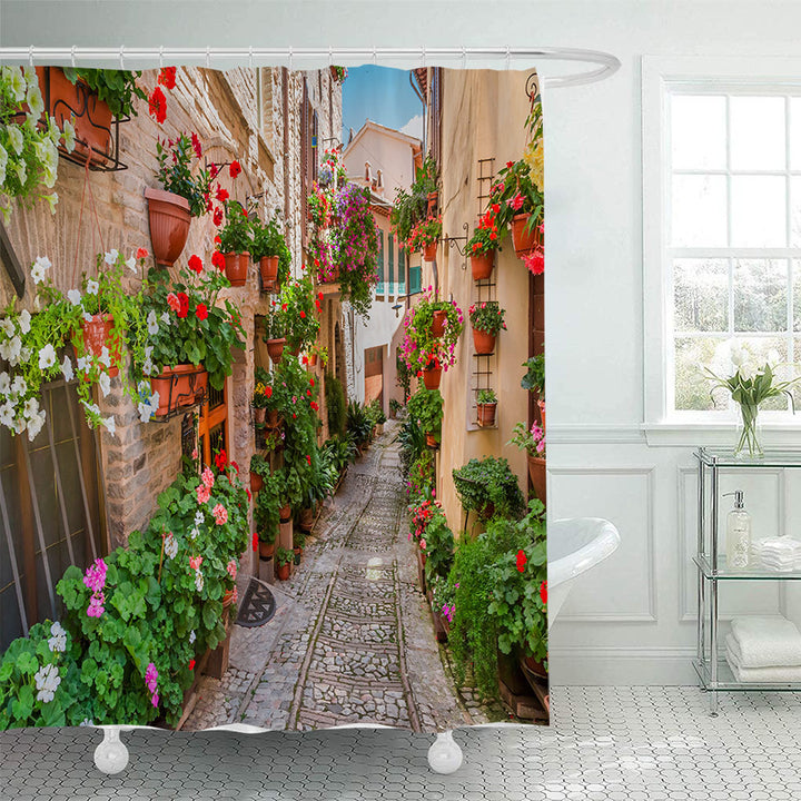 Floral Lane-Inspired Shower Curtain Bowlift