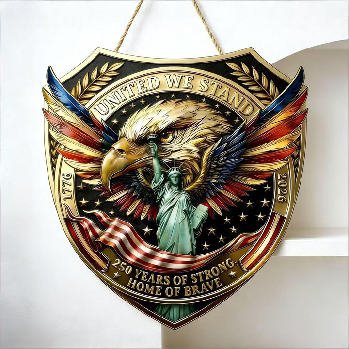 Independence Day layered satin ribbon floral door wreath with jute hanger Bowlift