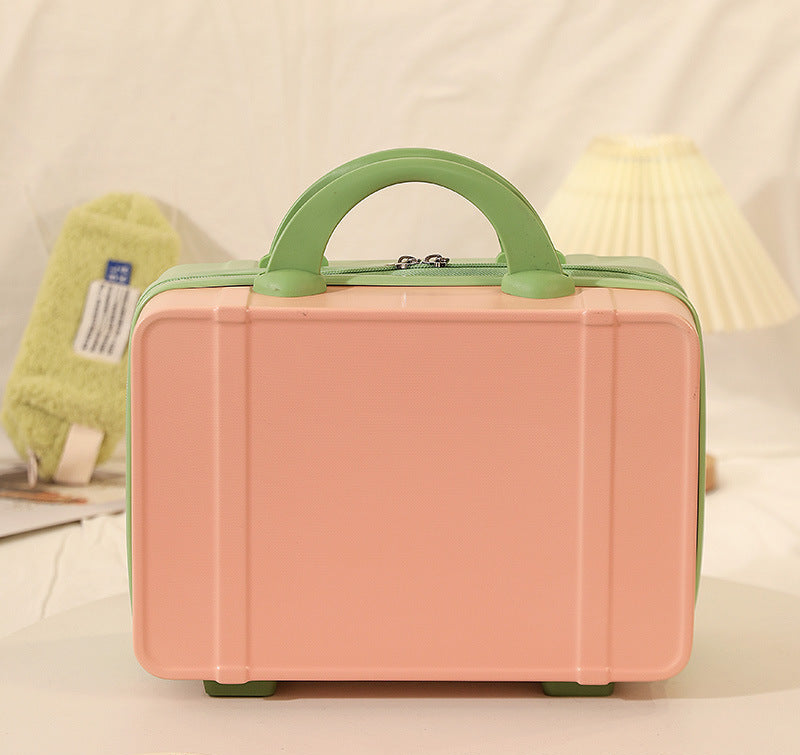hard-shell travel cosmetic case with double-zip closure top handle and protective feet Bowlift