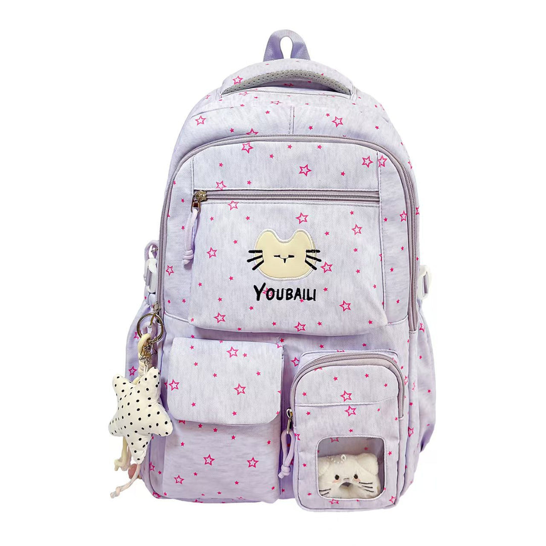 Cartoon-Themed Multi-Pocket Backpack Bowlift