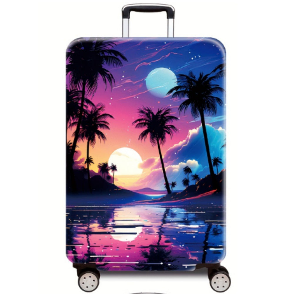 Women's Hard Shell Suitcase with Tropical Landscape Design Bowlift