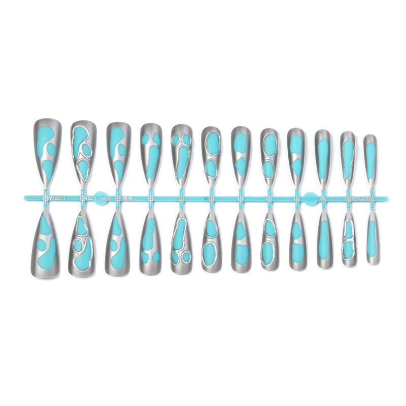 Acrylic nail set with modern geometric designs Bowlift