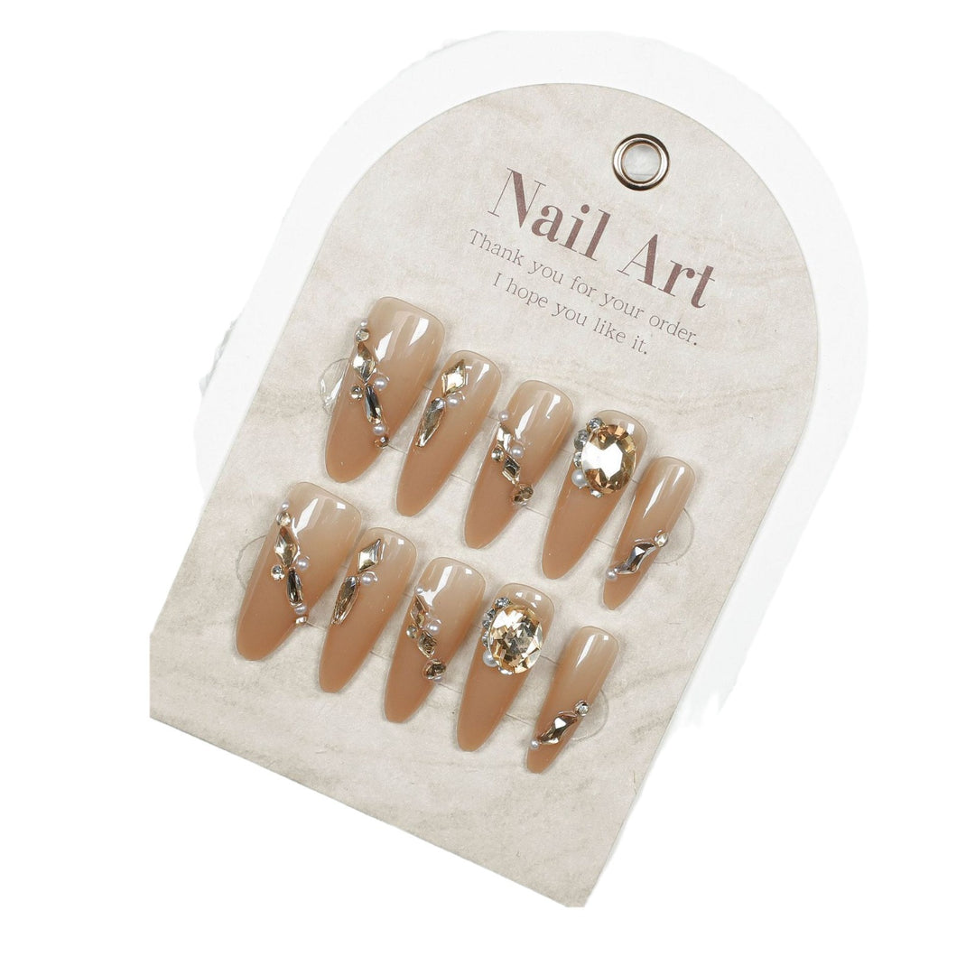 Luxury Rhinestone-Embellished Press-On Nail Art Bowlift