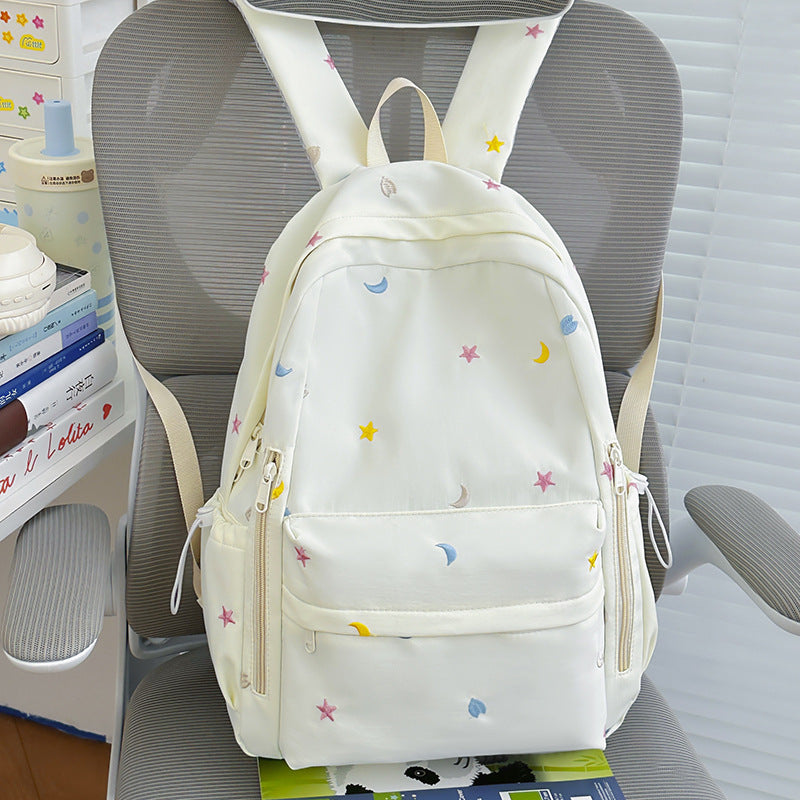 Embroidered Star and Moon Pattern Backpack