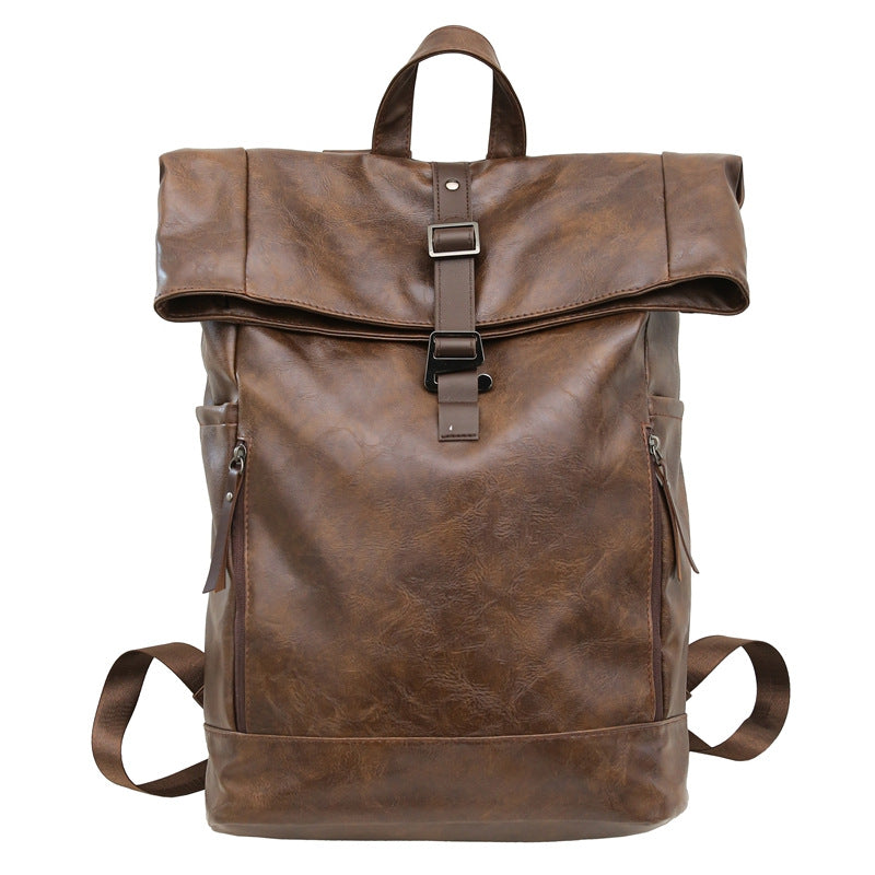Vintage Leather Roll-Top Backpack Bowlift