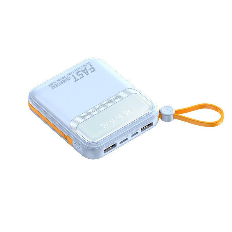 Compact power bank with integrated cable management and digital charge level display Bowlift