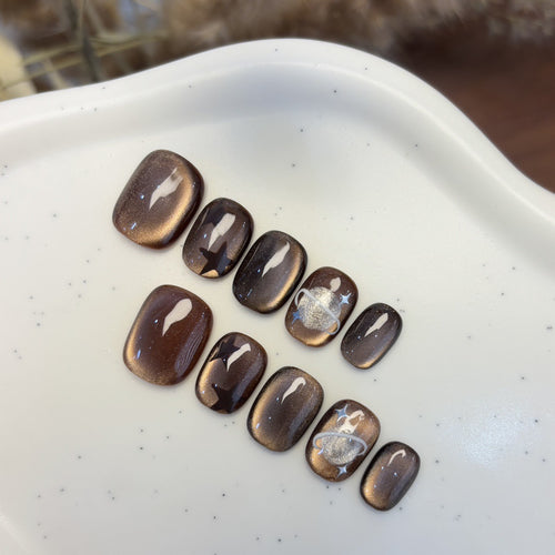 Artificial nail set with star and planet design Bowlift