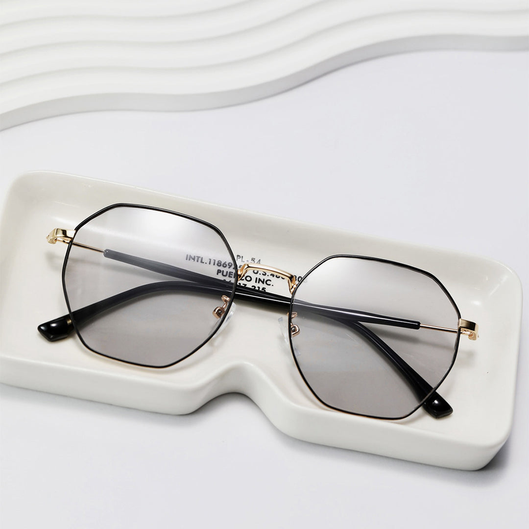 Women fashionable octagonal sunglasses with trendy metal frame Bowlift