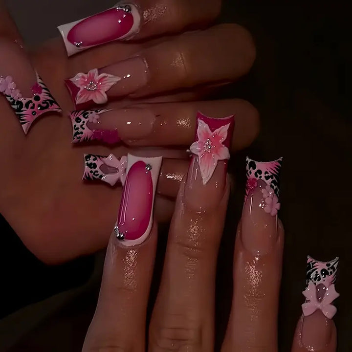 Artistic 3D Floral Nail Enhancements Bowlift