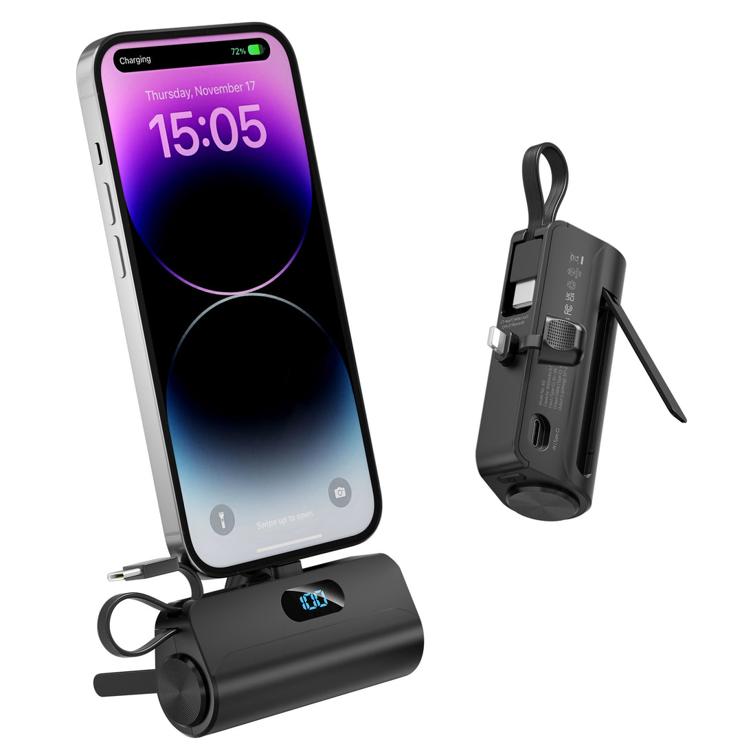 Compact power bank with integrated LED light Bowlift