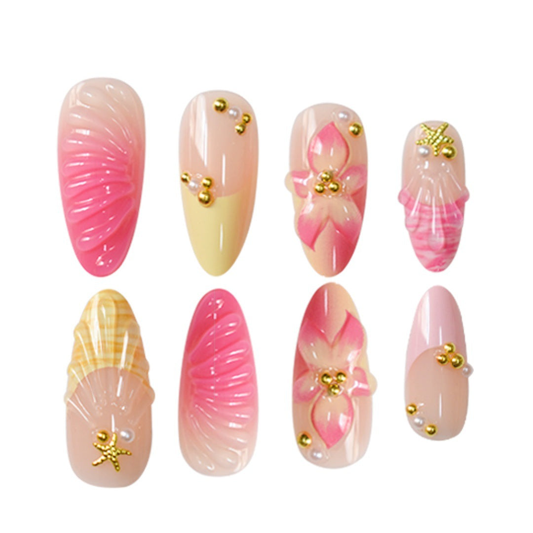 Artistic 3D Shell Press-On Nail Set Bowlift