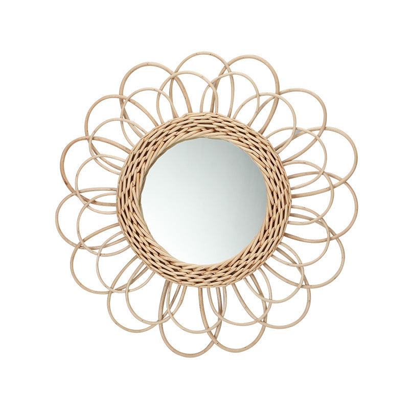 Playful Wall Mirror Made of Rattan Bowlift