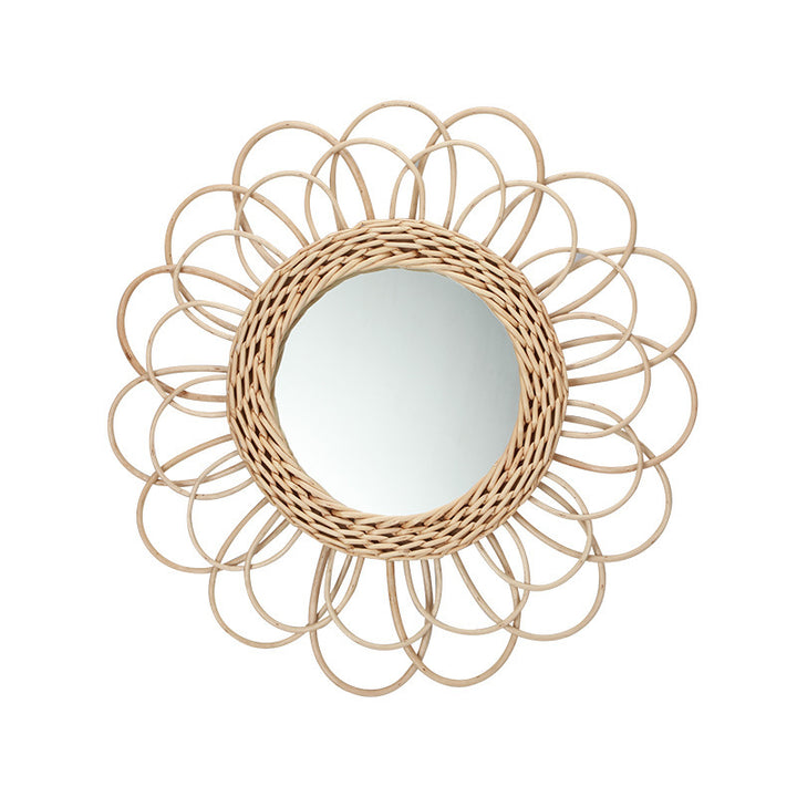 Playful Wall Mirror Made of Rattan Bowlift