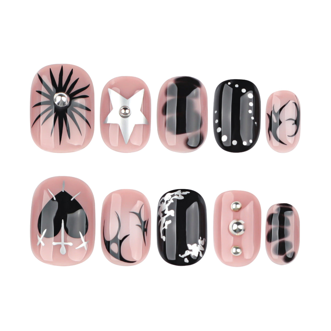 Artful nail design with elegant black and white design Bowlift