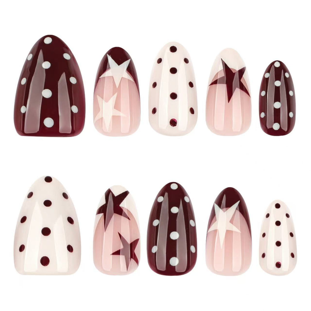 Artistic Star and Dot Press-On Nail Tips Bowlift