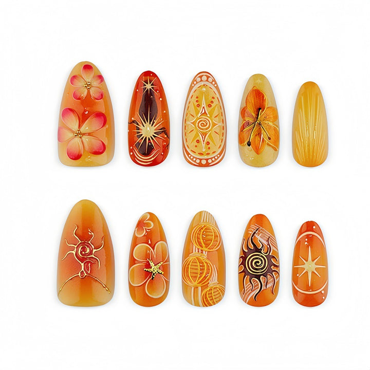 Artificial Nails in Exquisite Floral and Geometric Design Bowlift