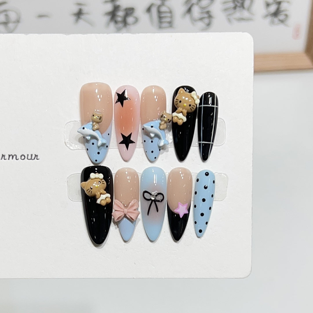 Reusable Stiletto Nail Art Set with Crystal Accents Bowlift