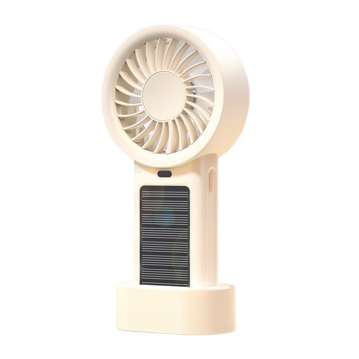 Unisex portable hand fan with solar panel, USB charging function and rechargeable battery Bowlift