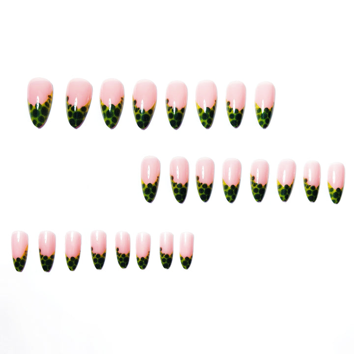 Artistic Green-Gradient Gel Nail Art Bowlift