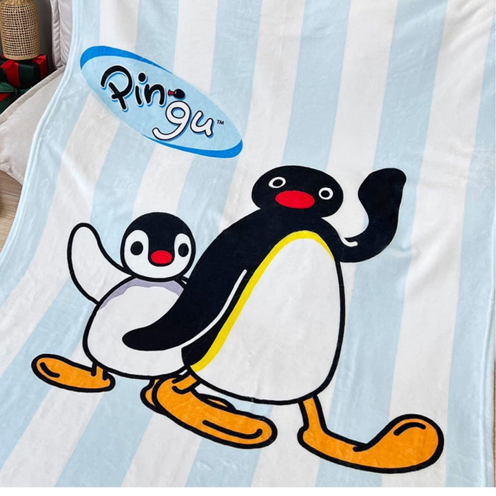 Fun Illustrated Penguin Plush Throw Blanket