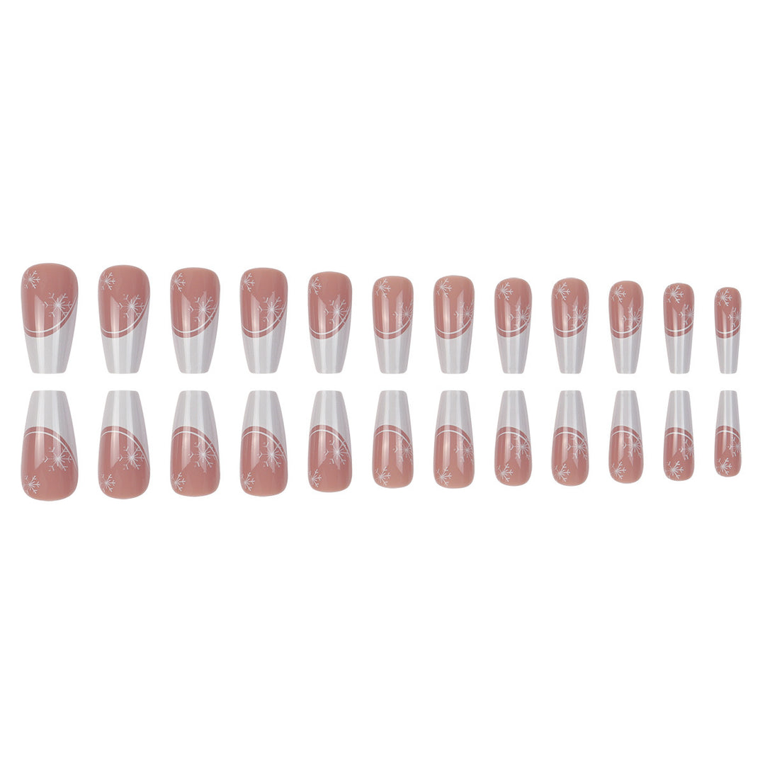 Artistic Snowflake Design Long Stiletto Press-On Nails Bowlift