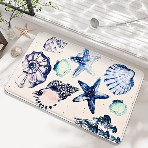 Coastal-Themed Memory Foam Bath Rug