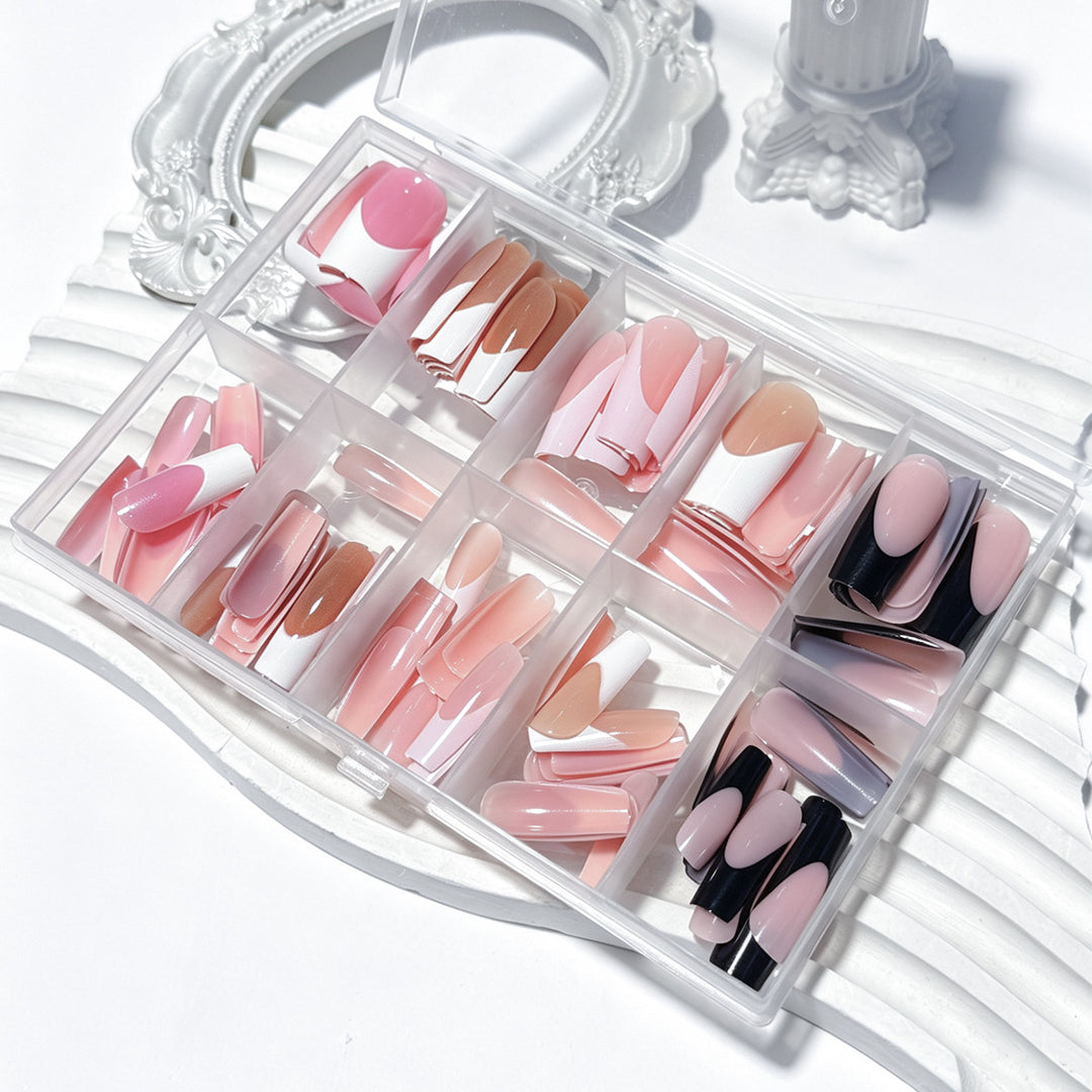 Gradient French Tip Press-On Nail Set Bowlift