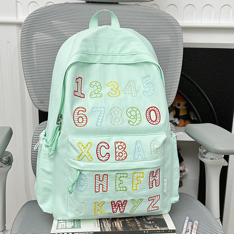 Playful Alphabet Embroidered Backpack