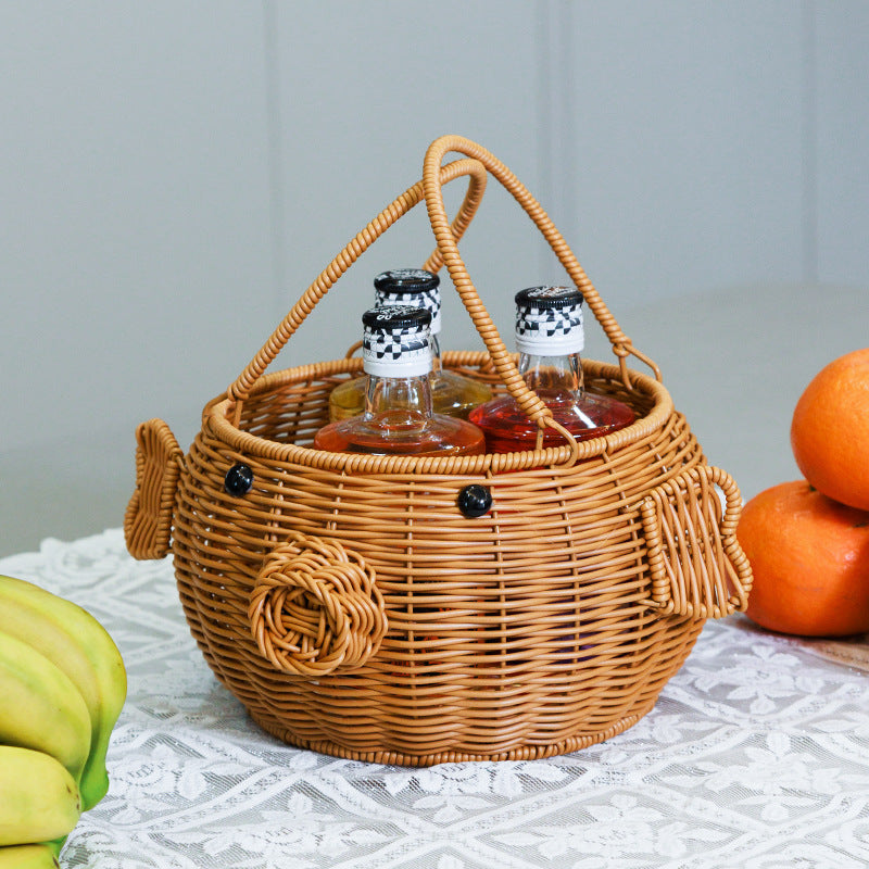 Decorative Animal-Shaped Woven Storage Basket Bowlift