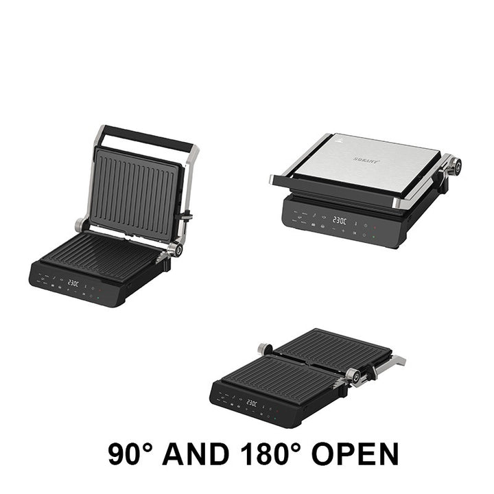 Electric Grill Maker with Non-Stick Plates and Adjustable Temperature Control Bowlift