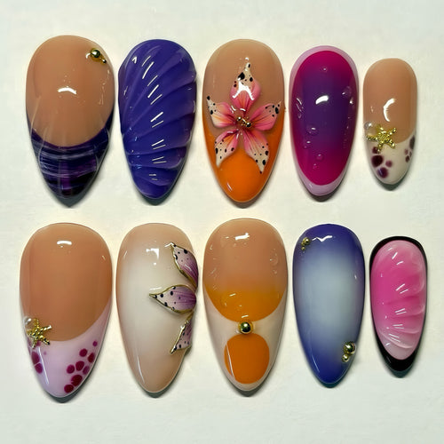 Exclusive Art Nails with Floral Accents Bowlift
