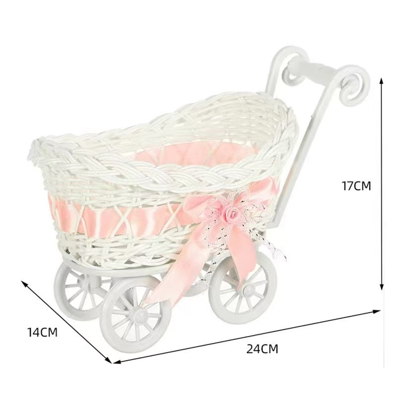 Vintage Woven Doll Stroller Bowlift