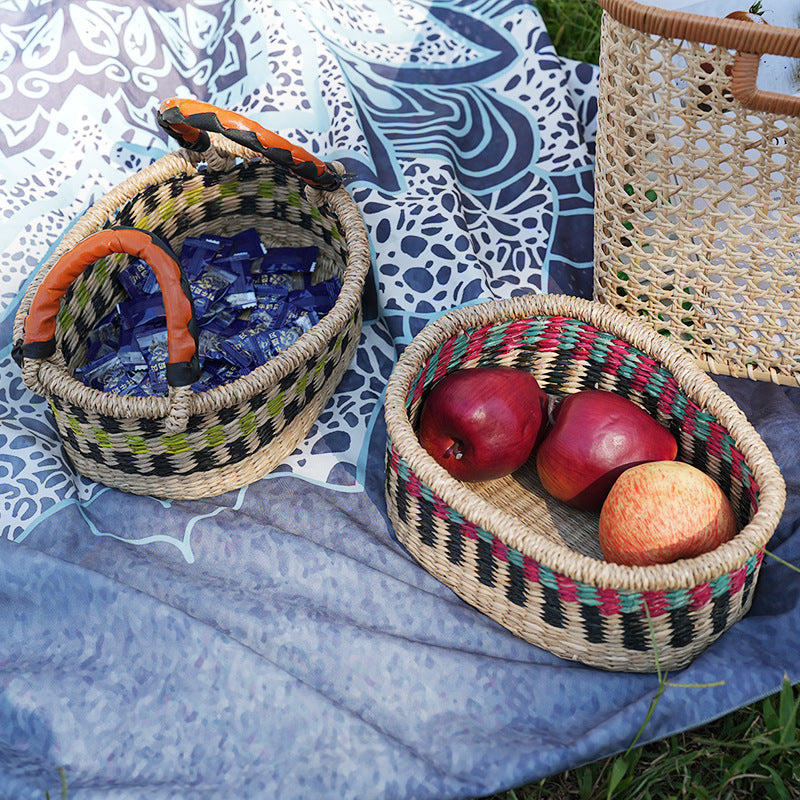 Women handwoven basket with colorful accents Bowlift