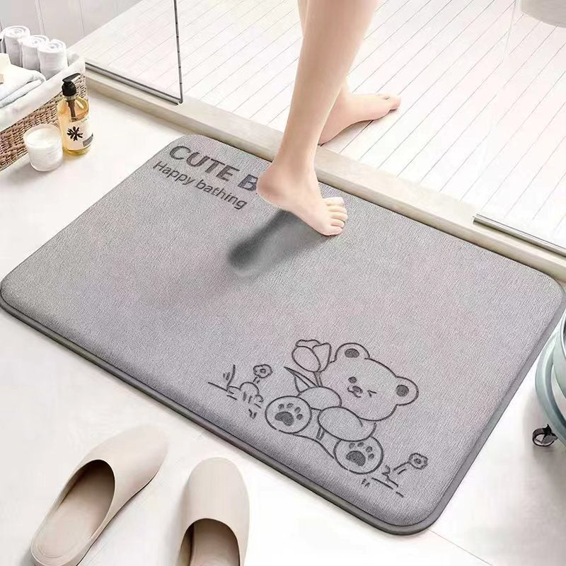 Absorbent Cartoon-Themed Bath Mat Bowlift