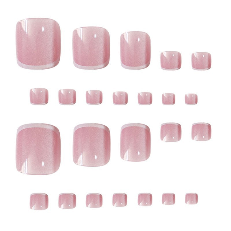 Glossy French Tip Gel Toe Nail Enhancements Bowlift