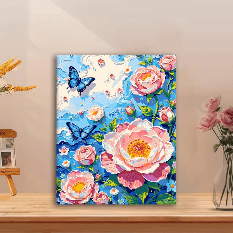 Floral Butterfly Canvas Art Print Bowlift