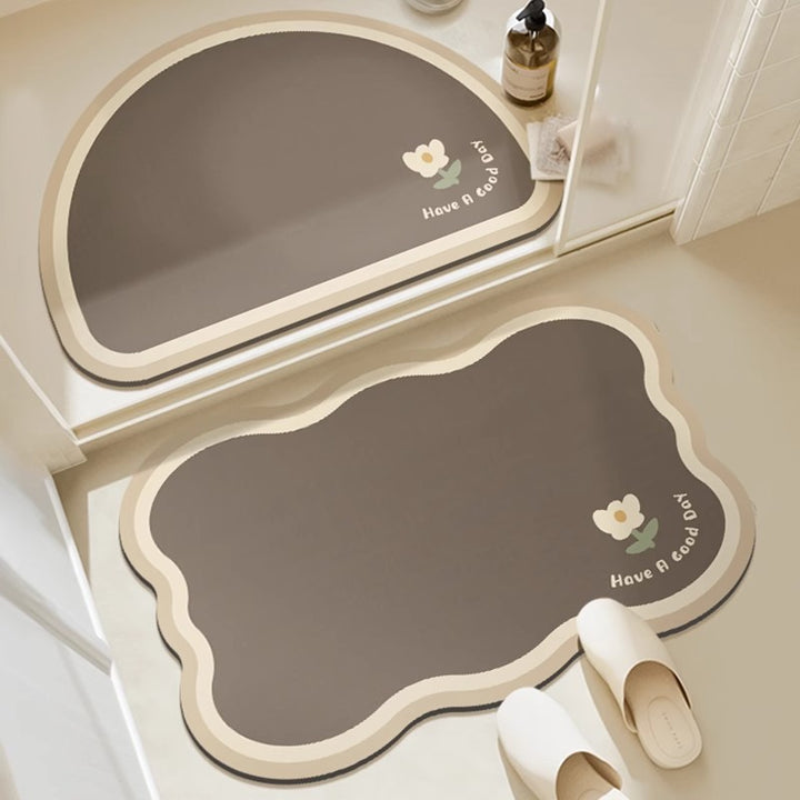 Absorbent Floral Print Bath Mat Bowlift
