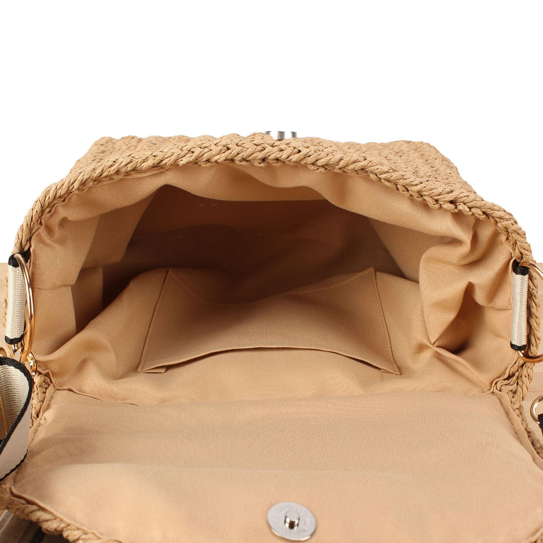 Handbag made of woven natural material with adjustable shoulder strap Bowlift