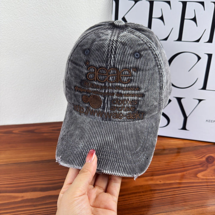 Women's Distressed Corduroy Baseball Cap Bowlift