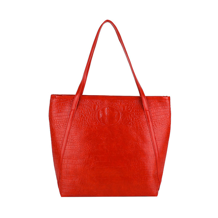 Crocodile-Embossed Leather Tote Bag Bowlift