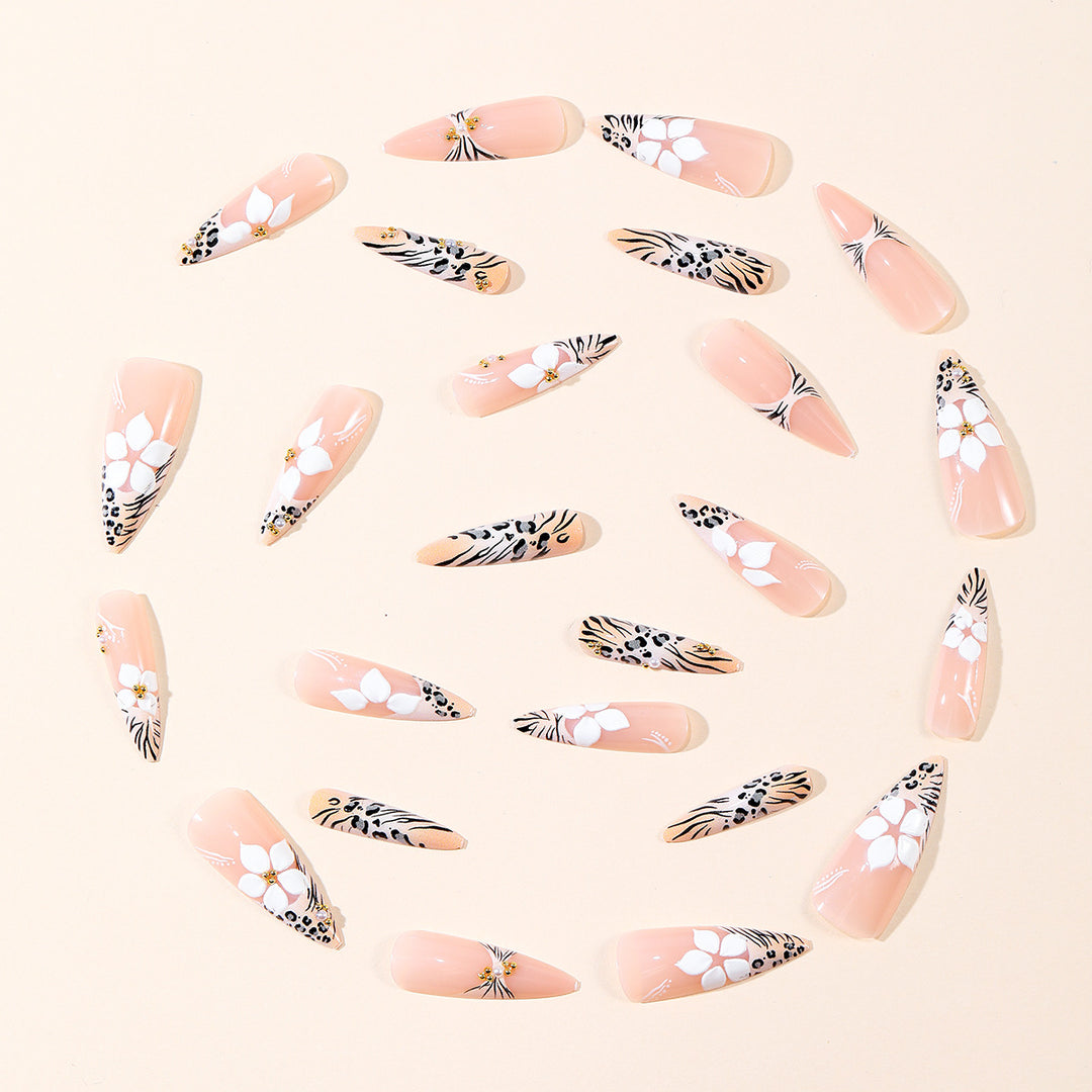 Floral and Animal Print Stiletto Nail Art Extensions Bowlift