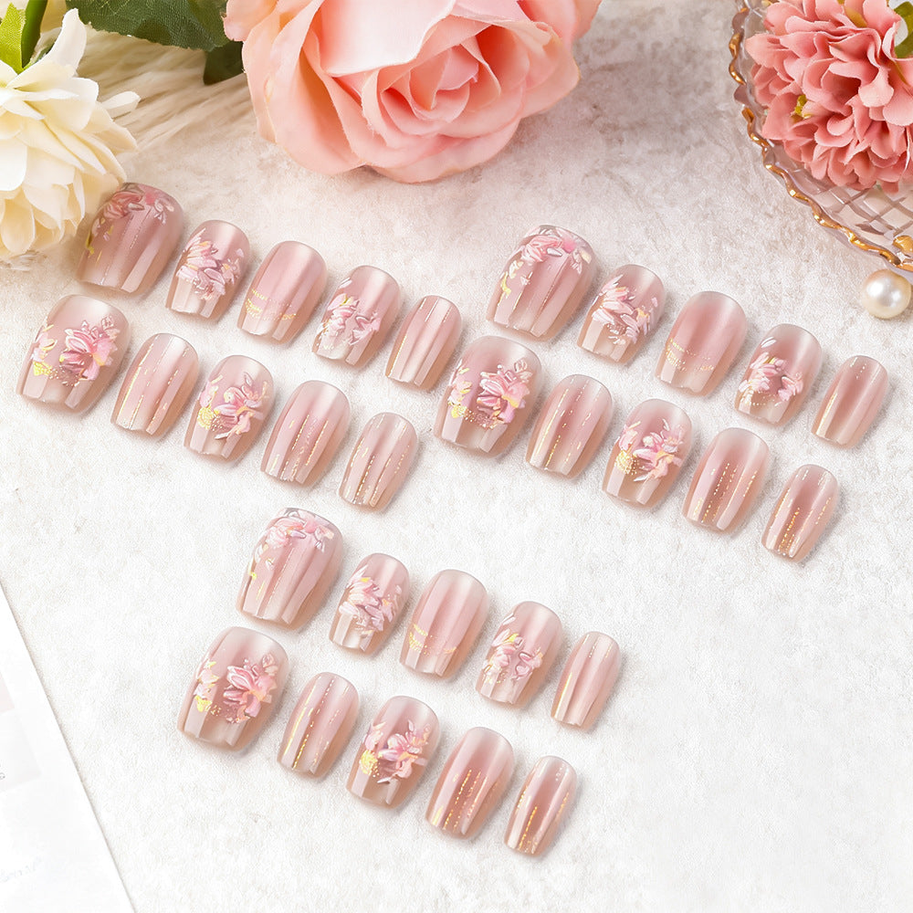 Floral Decorative Press-On Nail Set Bowlift 1787543207