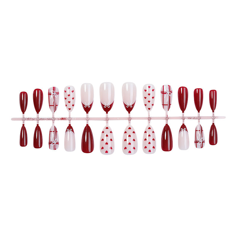 Heart-Themed Press-On Nail Set Bowlift
