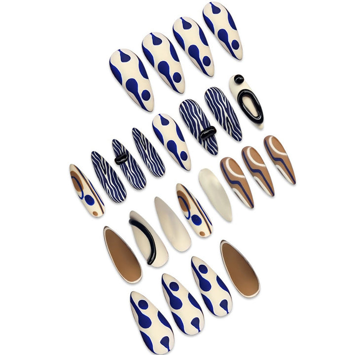 Artistic Abstract Pattern Press-On Nail Extensions Bowlift