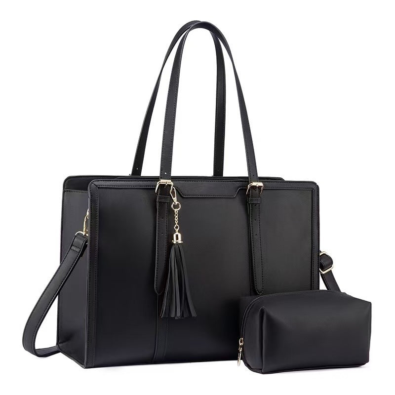 Elegant and Spacious Handbag with Removable Cosmetic Pouch Bowlift