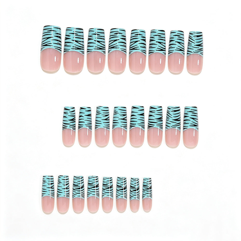 Artistic Long French Tip Nail Art Wraps Bowlift