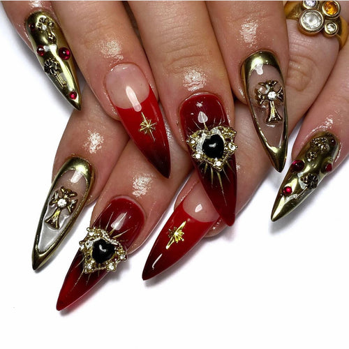 Artful Nail Extensions with Luxurious Decorations Bowlift