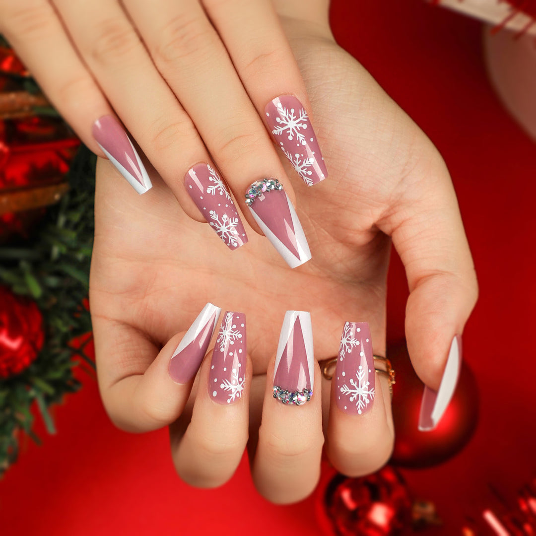 Artful Nail Extensions with Glitter and Rhinestone Embellishments Bowlift