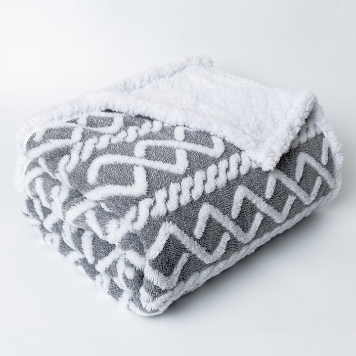 Women Cozy Reversible Blanket with Geometric Pattern Bowlift
