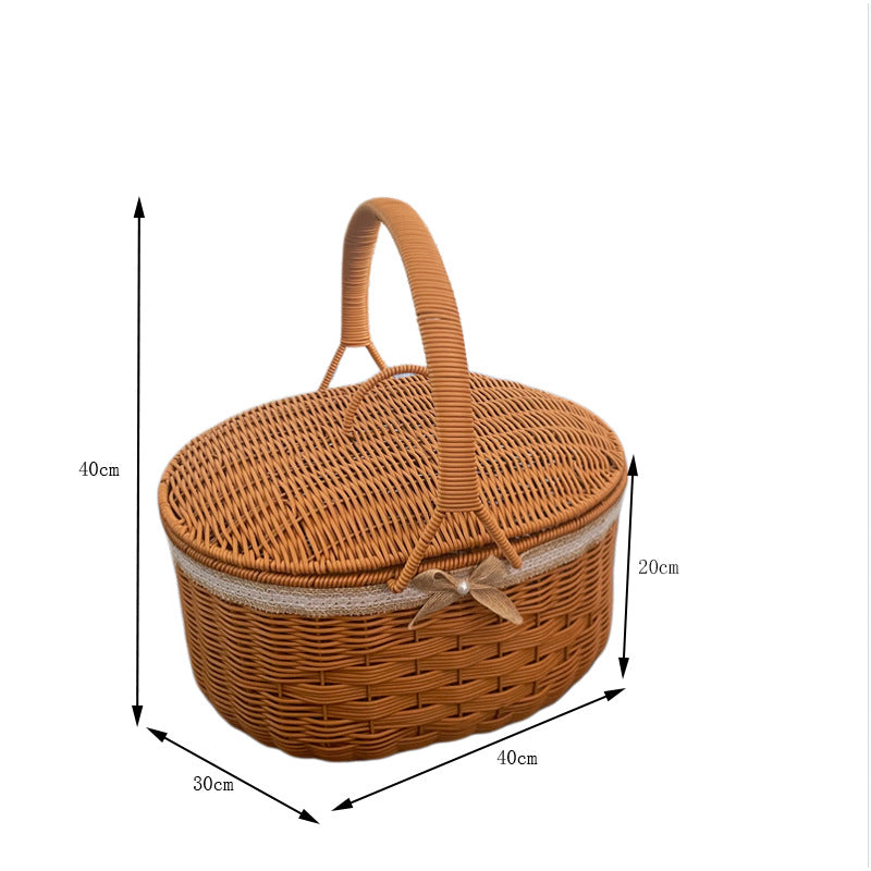 Elegant Woven Picnic Basket Bowlift